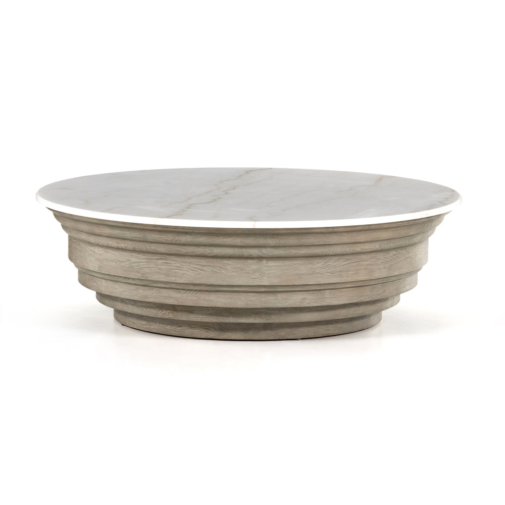 Caldwell Stone Top Coffee Table In Wht Mbl