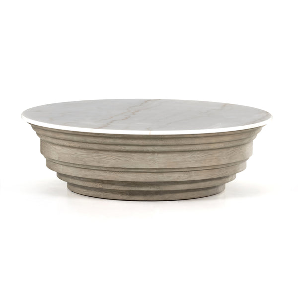 Caldwell Stone Top Coffee Table In Wht Mbl