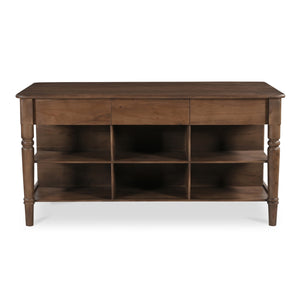 Russet Kitchen Island with Shelves and Drawers
