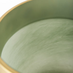 Minty  9.9L x 9.9W x 9.6H Green Glass Vase W/Matte Gold Metal Neck Cuff
