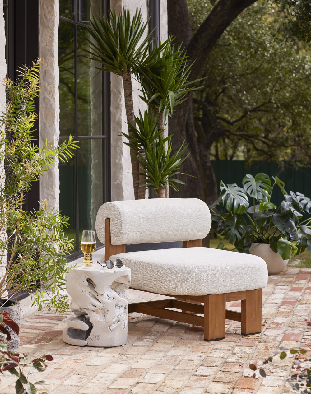 Teak Stool In Ivory Teak