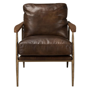 Christopher Leather Club Chair with Metal Frame - Truffle Brown