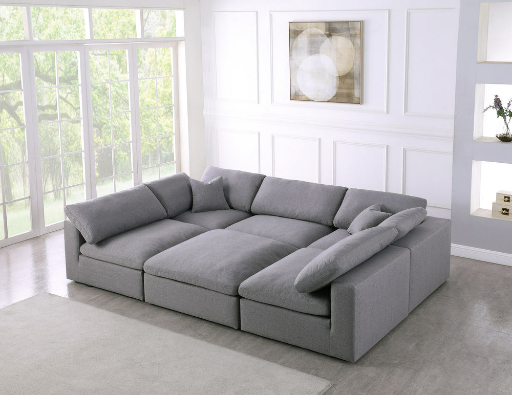 Carmen Cloud Modular Sectional In Grey Linen Fabric