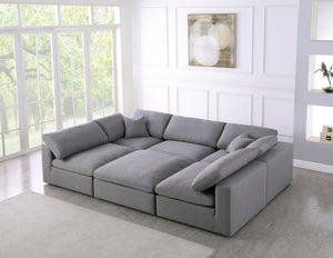 Carmen Cloud Modular Sectional In Grey Linen Fabric