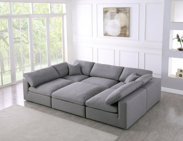 Carmen Cloud Modular Sectional In Grey Linen Fabric