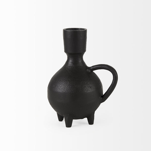 Cyrus Black Spherical Vase W/ Flute Decorative Object