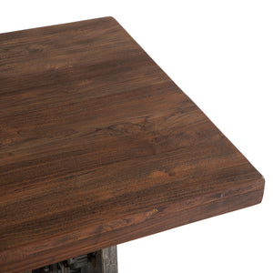 Industrial Loft 60-Inch Reclaimed Teak Wood Desk with Adjustable Crank