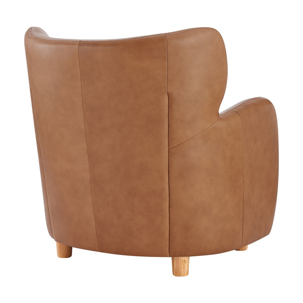 Tiffany KD Top Grain Leather Accent Arm Chair, Garrett Caramel