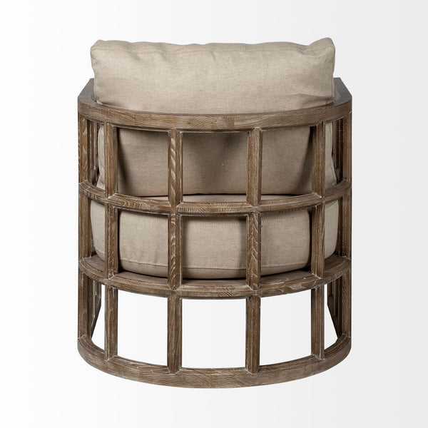 Skylar II Tan Fabric Covered Cushioned Demi-Lune Wooden Frame Accent Chair