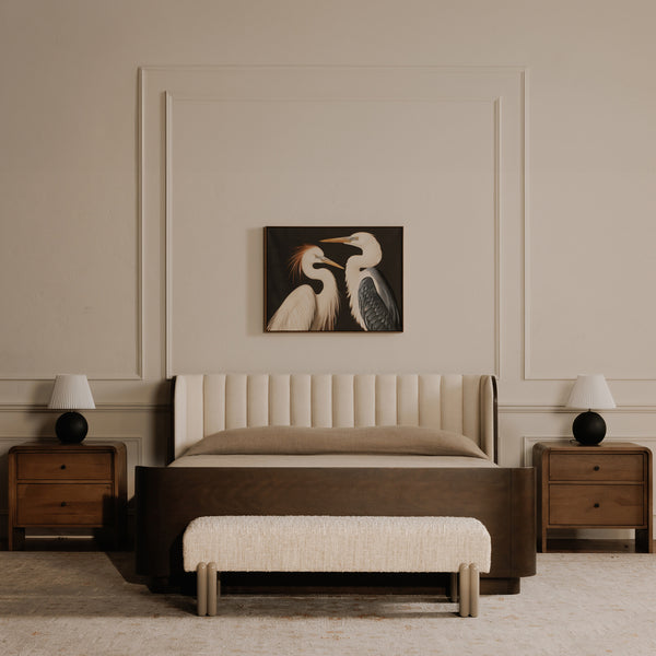 Priya Bench Off White with High-Gloss Iron Legs