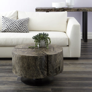 Clover Coffee Table, Chamcha Wood, Grey Stone