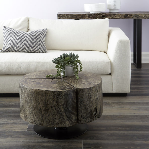 Clover Coffee Table, Chamcha Wood, Grey Stone