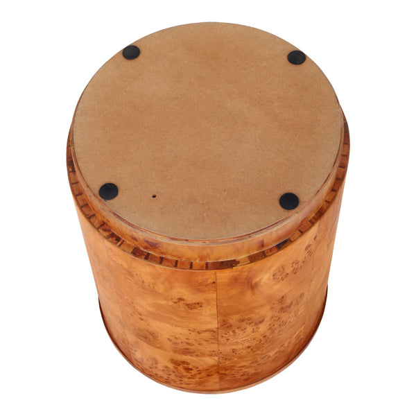 Arsenio Burl Wood Round Side/End Table, Golden Brown Burl