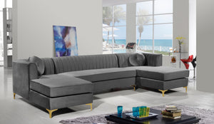Wendell 3pc. Sectional In Grey Velvet