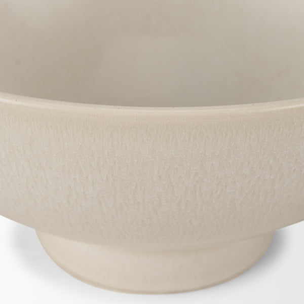Tyren Cream Glazed Decorative Round Ceramic Bowl