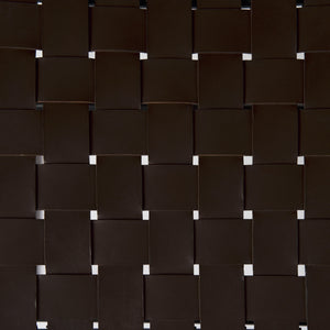 Clarissa 22.0L x 16.0W x 16.5H Brown Leather Woven Seat W/ Black Metal Frame Stool
