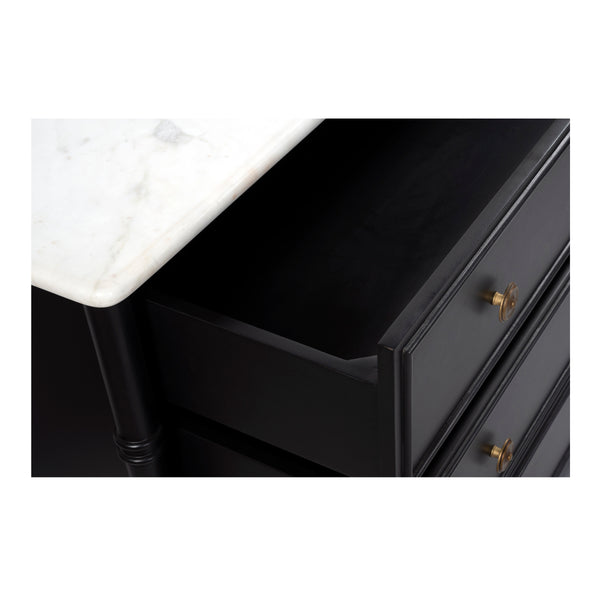 Eleanor 6 Drawer Dresser in Black with Marble Top