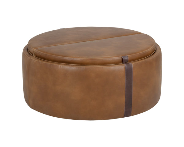 BORELLI WHEELED STORAGE OTTOMAN - TOBACCO TAN / AUTUMN CHESTNUT