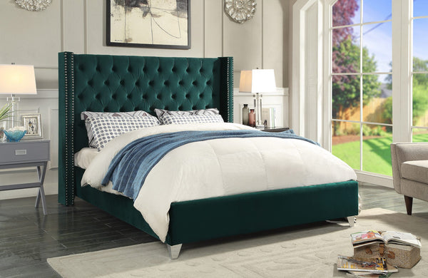 Isabel Full Bed In Green Velvet