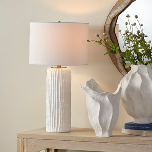 Trunk Polyresin Table Lamp with Linen Shade