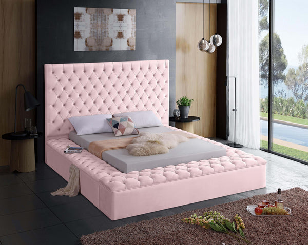Randal Full Bed In Pink Velvet