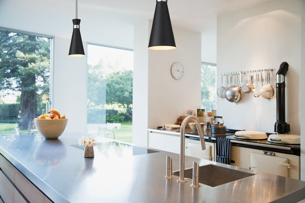 Soriano 1 Light Mini Pendant in Matte Black + Brushed Nickel Finish