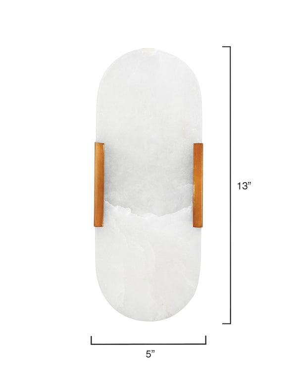 Delphi 2-Light Alabaster Wall Sconce, Antique Brass Metal