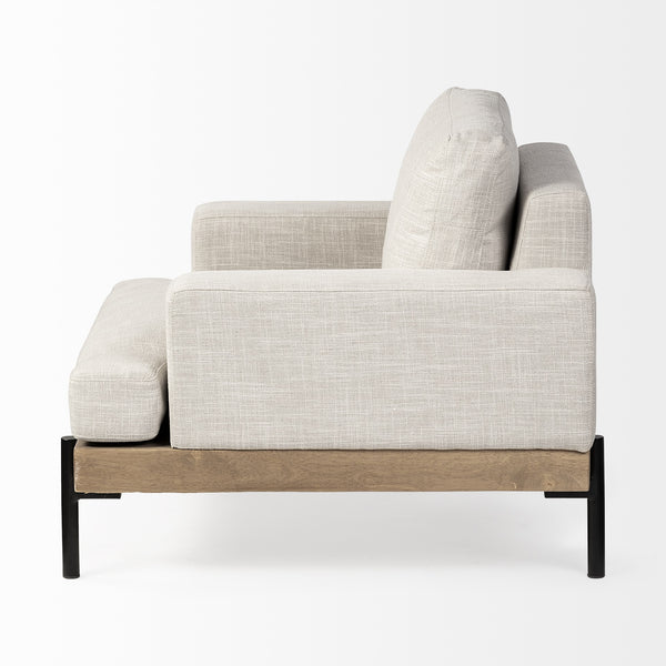 Colburne I Beige Fabric W/ Wood and Iron Frame Accent Chair