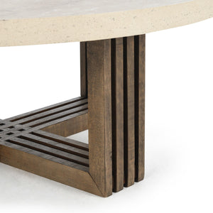 Aspen Solid Wood Round Coffee Table - Antique White/Distressed Brown
