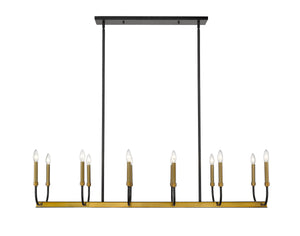 Haylie 12 Light Island/Billiard in Matte Black + Olde Brass Finish