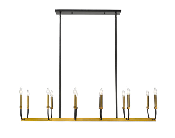 Haylie 12 Light Island/Billiard in Matte Black + Olde Brass Finish