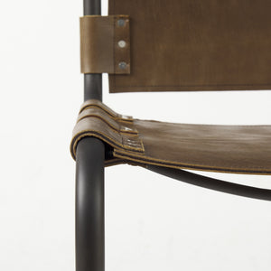 Berbick 33" Total Height Medium Brown Leather w/ Iron Frame Dining Chair