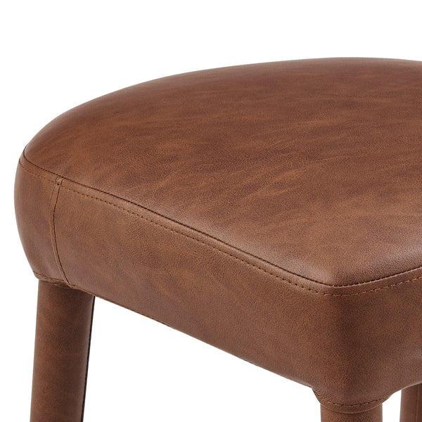 Rylee KD Faux Leather Backless Counter Stool, Vintage Cognac 