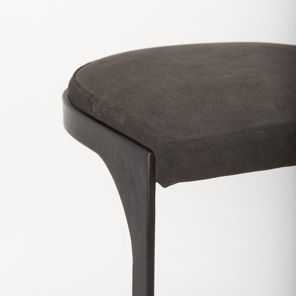 Tyson 17L x 18W x 28H Brown/Gray Suede W/ Metal Frame Counter Stool