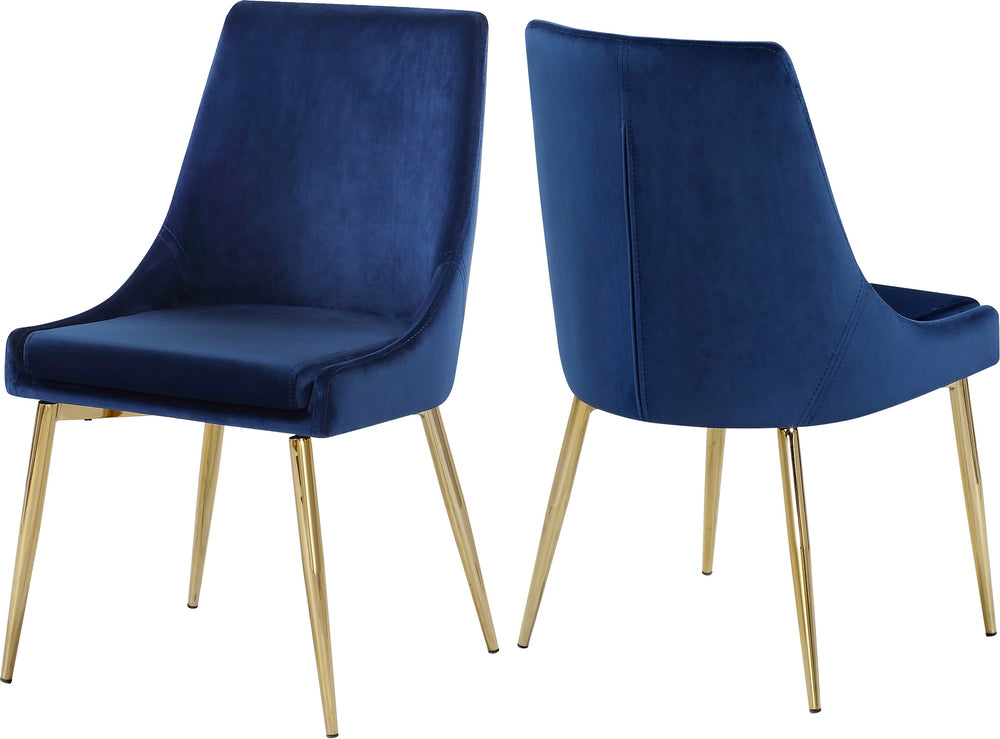 Lynette Dining Chair In Navy Velvet and Gold