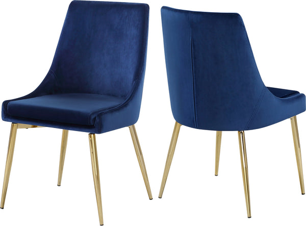 Lynette Dining Chair In Navy Velvet and Gold
