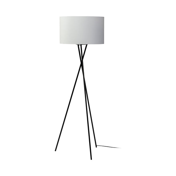 Ambrose 20.0L x 20.0W x 61.8H Black Metal W/White Fabric Shade Floor Lamp