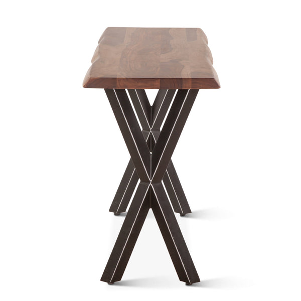 Brisbane 58" Sheesham Wood and Iron Console Table, Natural