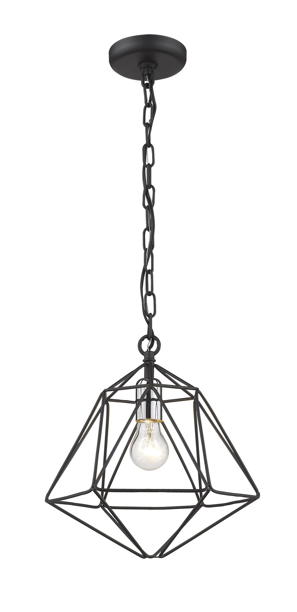 Geo 1 Light Mini Pendant in Matte Black + Chrome Finish
