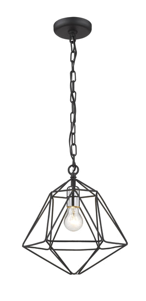 Geo 1 Light Mini Pendant in Matte Black + Chrome Finish