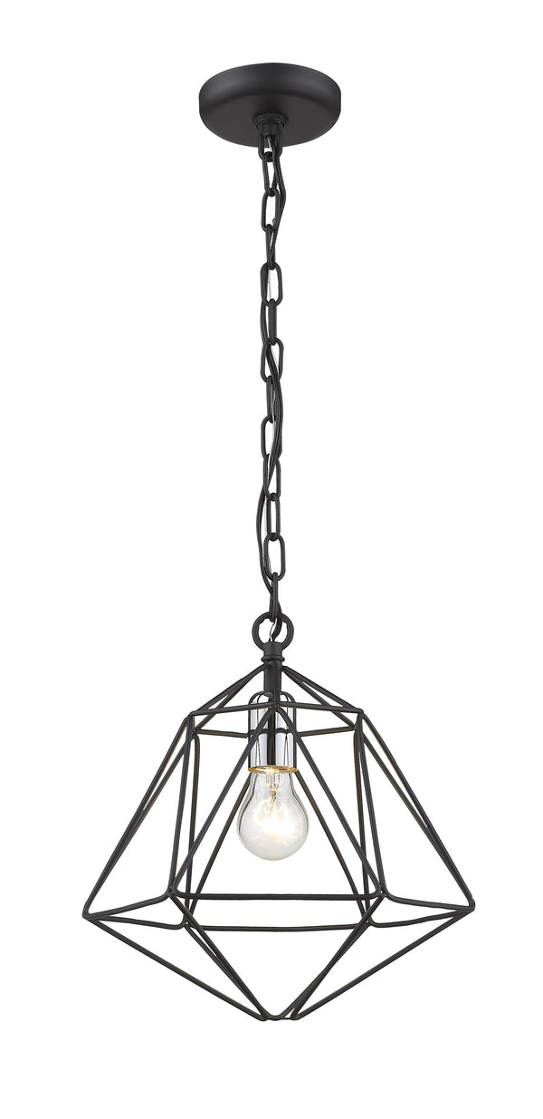 Geo 1 Light Mini Pendant in Matte Black + Chrome Finish