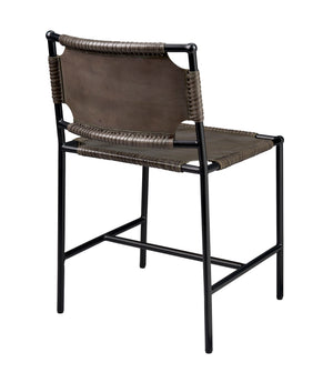 Asher Leather Dining Chair, Grey