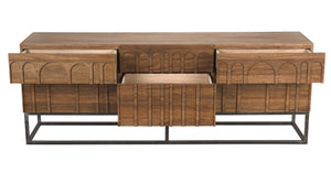 Casanova Sideboard in Dark Walnut with Industrial Steel Accents