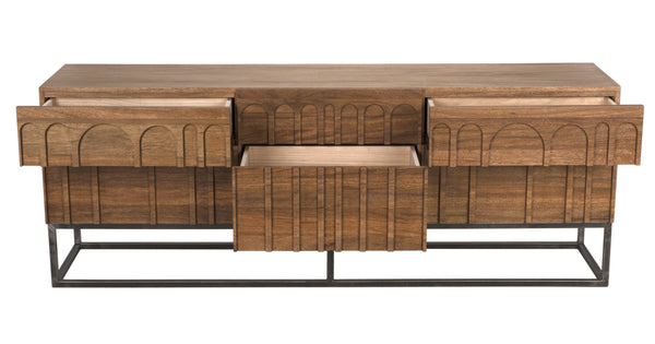Casanova Sideboard in Dark Walnut with Industrial Steel Accents