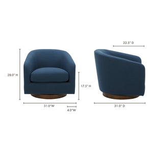 Moe's Oscy Swivel Chair Dark Atlantic Blue
