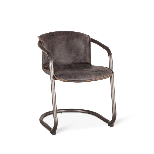 Portofino Distressed Antique Ebony Leather Dining Chair