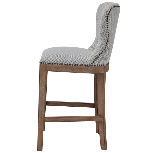 Dorsey Fabric Counter Stool Drift Wood Legs In Cardiff Gray 