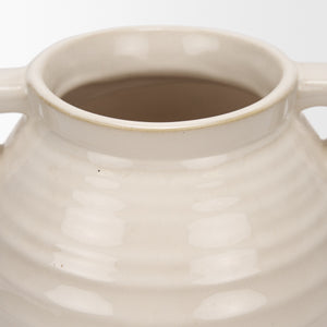 Tryna Large Beige w/ Matte Brown Ceramic Vase