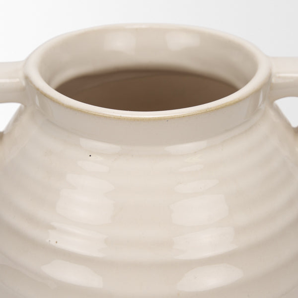 Tryna Large Beige w/ Matte Brown Ceramic Vase