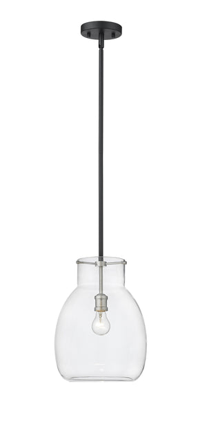 Bella 1 Light Mini Pendant in Matte Black + Brushed Nickel Finish